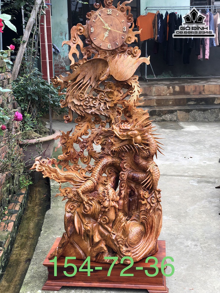 Tượng Tứ Linh Gỗ Hương Cao 154 Ngang 72 Sâu 36 (cm)