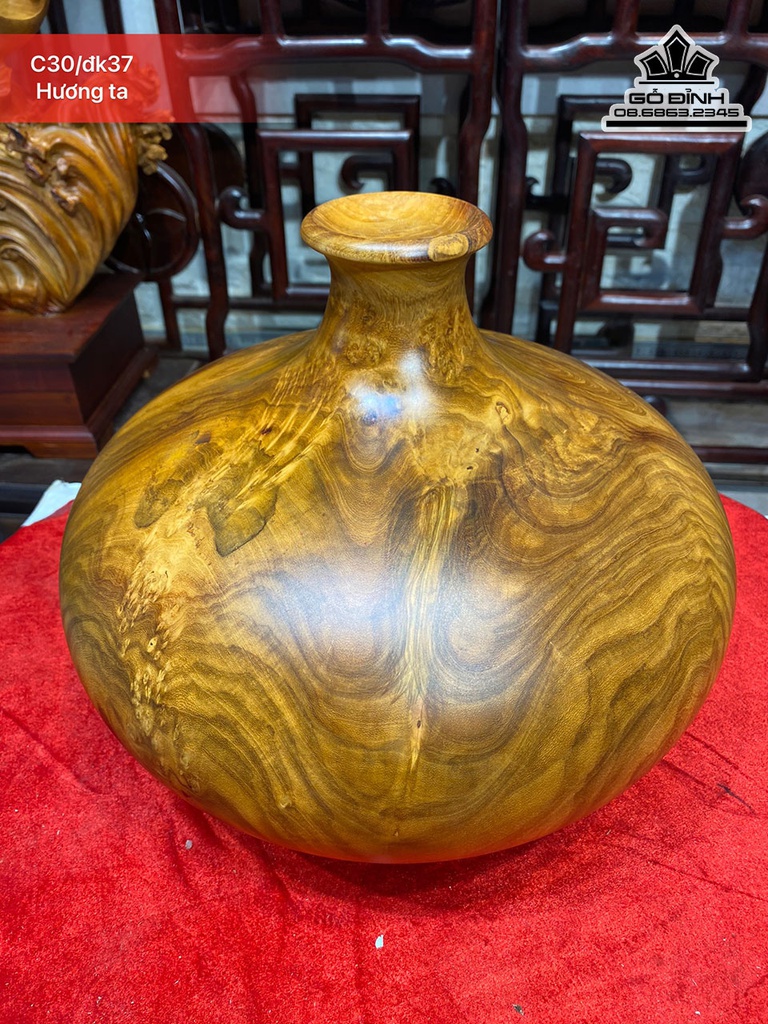 Bình Chum Phú Quý Gỗ Nu Hương Cao 30 Đường 37 (cm)