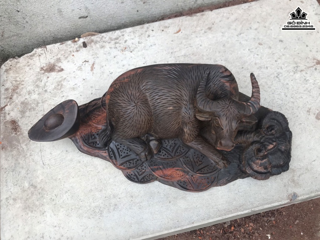 Tượng Trâu Gỗ Trắc Cao 9 Ngang 31 Sâu 15 (cm)