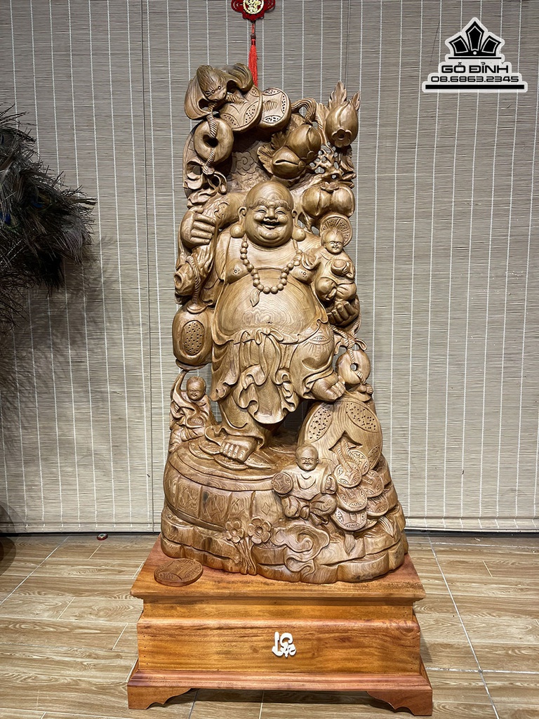 Tượng Phật Di Lặc Gỗ Ngọc Am Cao 90 Ngang 48 Sâu 33 (cm)