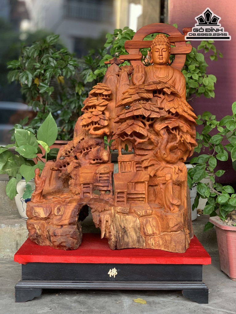 Tượng Nhất Tâm Bái Phật Gỗ Hương Cao Cả Kỷ 92 Ngang 55 Sâu 28 (cm)