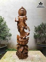 Tượng Phật Bà Quan Âm Từ Bi Gỗ Bách Xanh  Cao 145 Ngang 40 Sâu 30 (cm)