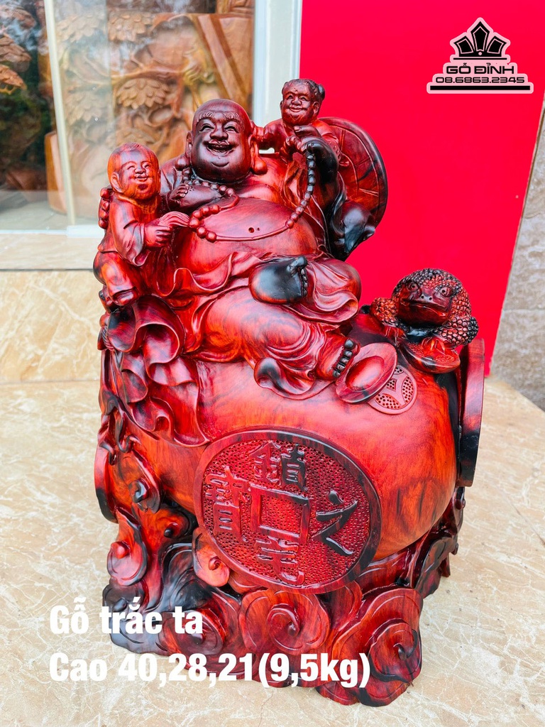 Tượng Phật Di Lặc Gỗ Trắc Cao 40 Ngang 28 Sâu 21 (cm)