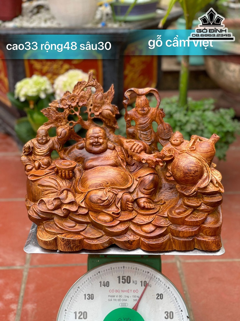 Tượng Phật Di Lặc Gỗ Cẩm Cao 33 Ngang 48 Sâu 30 (cm)