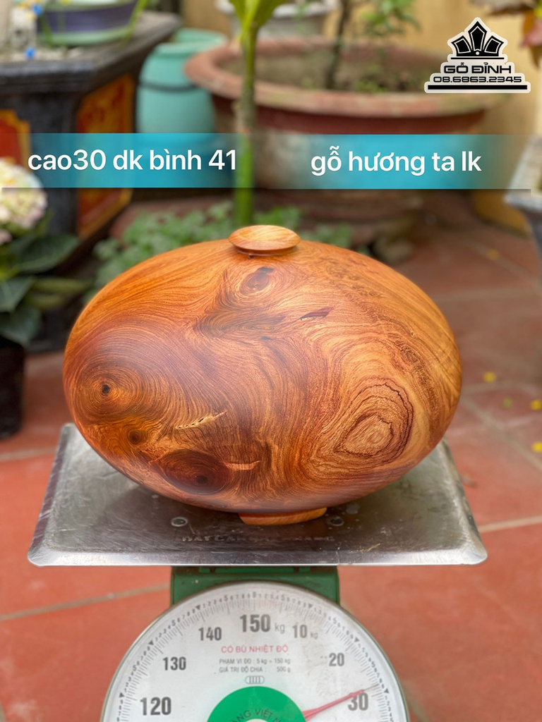 Bình Chum Phú Quý Gỗ Hương Cao 30 Đường Kính 41 (cm)