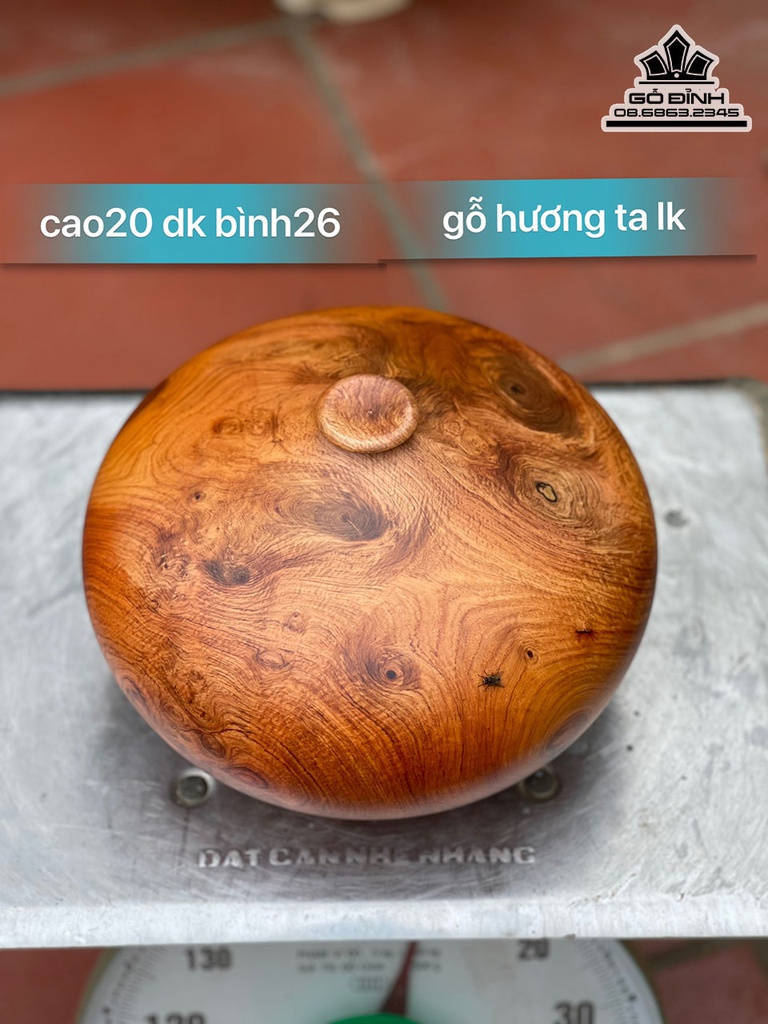 Bình Chum Phú Quý Gỗ Hương Cao 20 Đường Kính 26 (cm)
