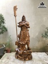 Tượng  Quan Công Gỗ Bách Xanh Cao 105 Ngang 42 Sâu 28 (cm)