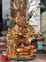 Tượng Song Phụng Uyên Ương Gỗ Hương Cao 93 Ngang 75 Sâu 30 (cm)