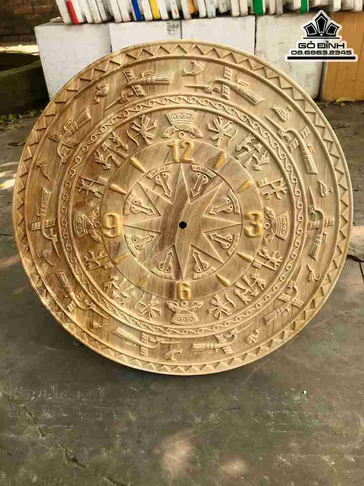 Đồng Hồ Trống Đồng Gỗ Nghiến  Đường Kính 44.5 Dày 4.5 (cm)