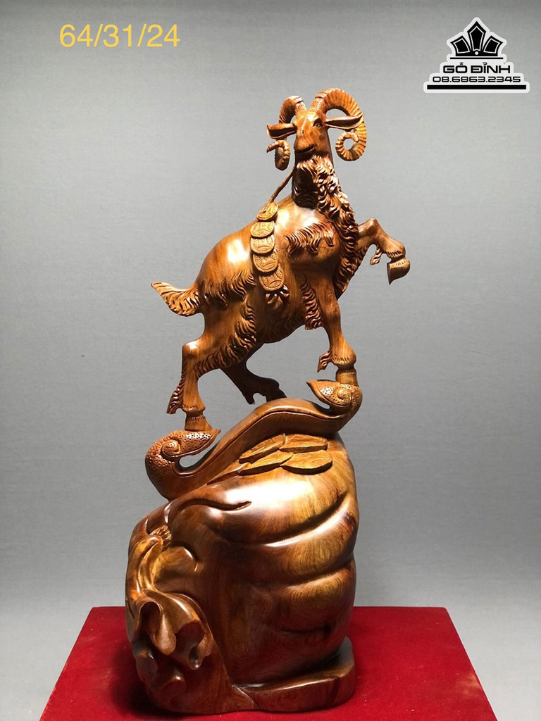 Tượng Dê Nhất Dương Gỗ Hương Cao 64 Ngang 31 Sâu 24 (cm)