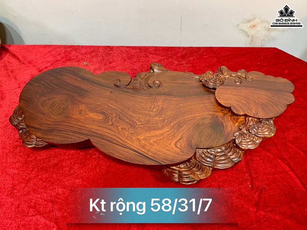 Khay Trà Gỗ Cẩm Cao 7 Ngang 50 Sâu 31 (cm)