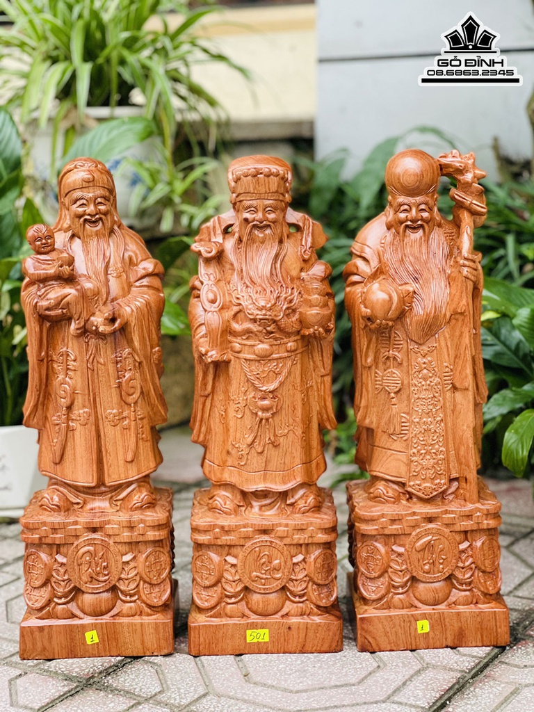 Tượng Phúc Lộc Thị Gỗ Hương Cao 50 Ngang 15 Sâu 12 (cm)