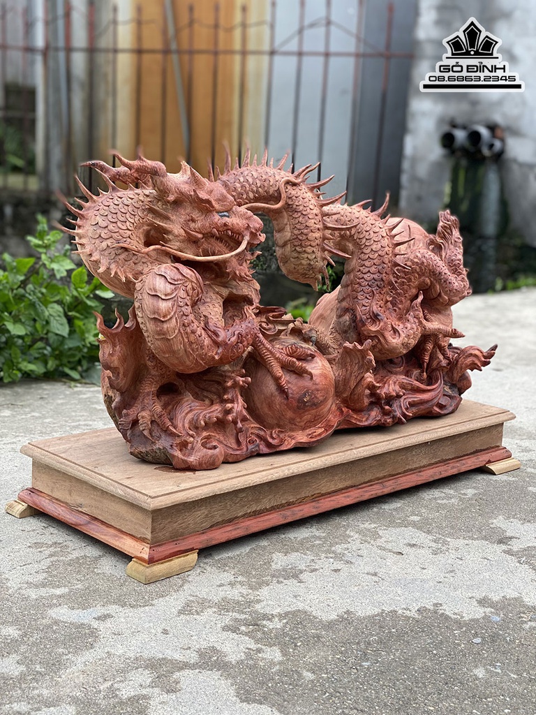 Tượng Rồng Nhất Long Gỗ Hương Cao 43 Ngang 78 Sau 30 (cm)