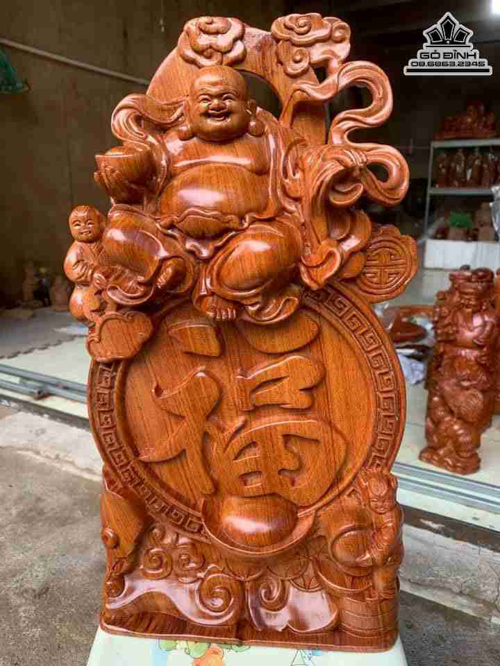 Tượng Phật Di Lặc Gỗ Hương  Cao 40 Ngang 22 Sâu 10 (cm)