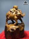 Tượng Tiểu Đồng Chăn Trâu Gỗ Ngọc Am Cao 43 Ngang 27 Sâu 23(cm)