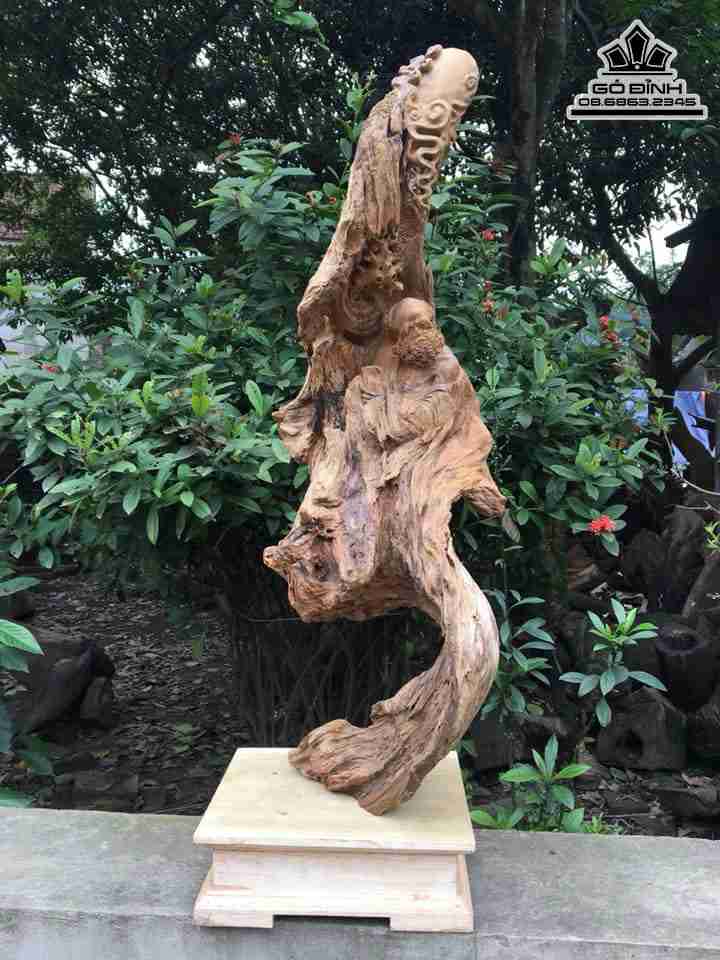 Tượng Đạt Ma Sư Tổ Gỗ Bách Xanh  Cao 99 Ngang 30 Sâu 30 (cm)