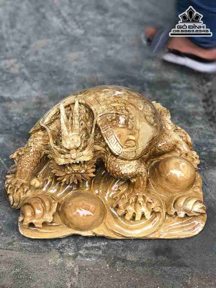 Tượng Long Quy Gỗ Nu Nghiến  Cao 20 Ngang 41 Sâu 31 (cm)