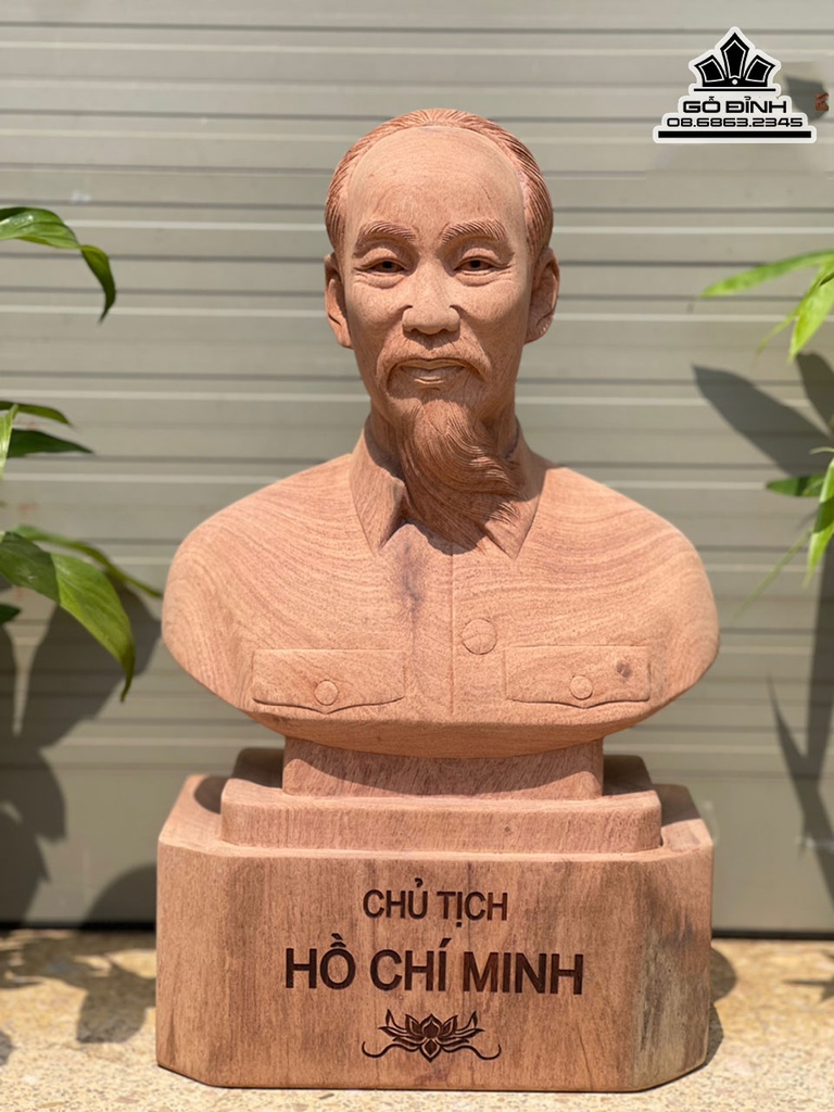 Tượng Bác Hồ Gỗ Hương Đá Cao 40 Ngang 27 Sâu 16 (cm)