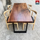 Bàn Ăn 4 Ghế Gỗ Me Tây Dài 165 Rộng 70 Cao 75 (cm)