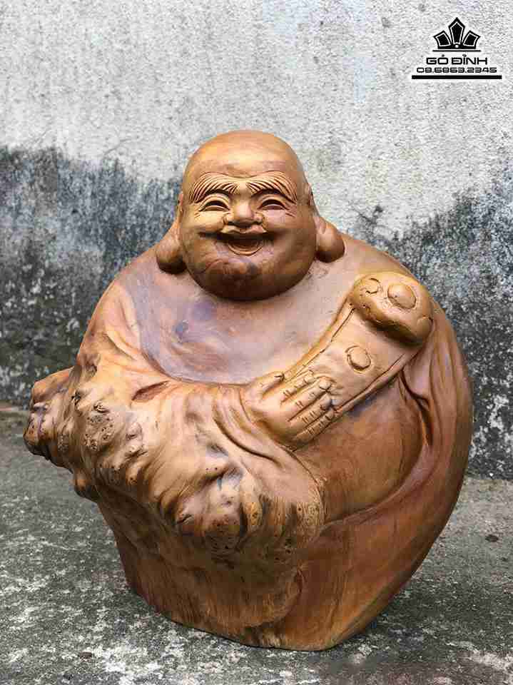 Di Lặc Gỗ Bách Xanh Cao 19 Rộng 18 Dày 10 (cm)