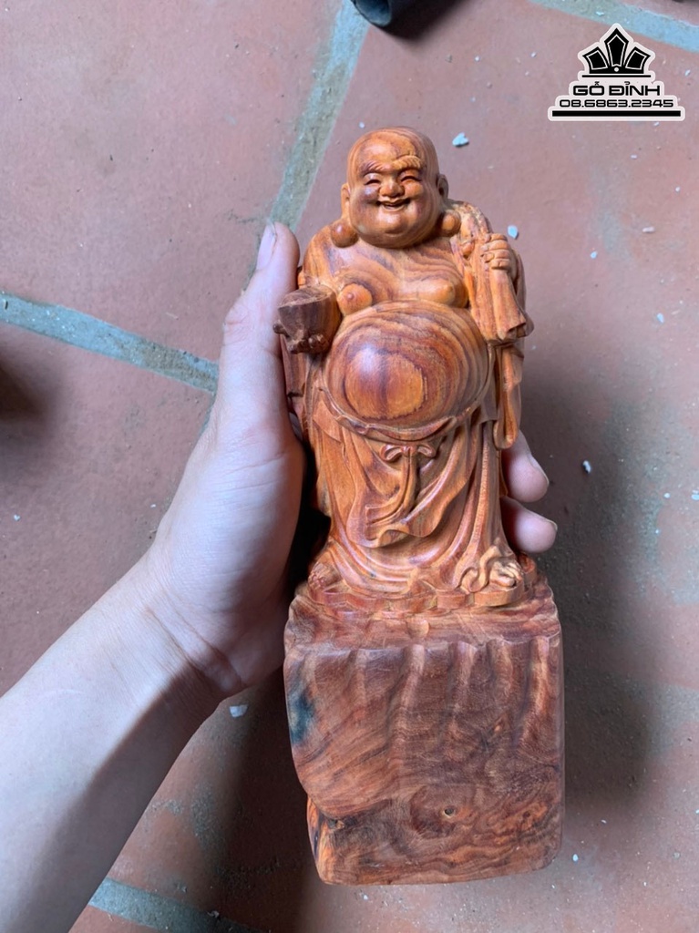 Tượng Phật Di  Lặc Gỗ Trắc Cao 20.5 Ngang 8 Sâu 8 (cm)
