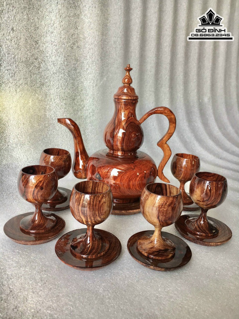 Bộ Ấm Chén Gỗ Cẩm