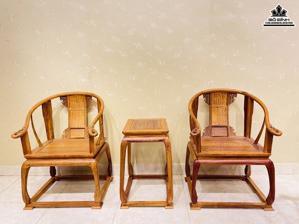 Bộ Bàn Ghé Minh Đế 3 Món Gỗ Nu Sụn Hương Cao 96 Ngang 67 Sâu 62 (cm)
