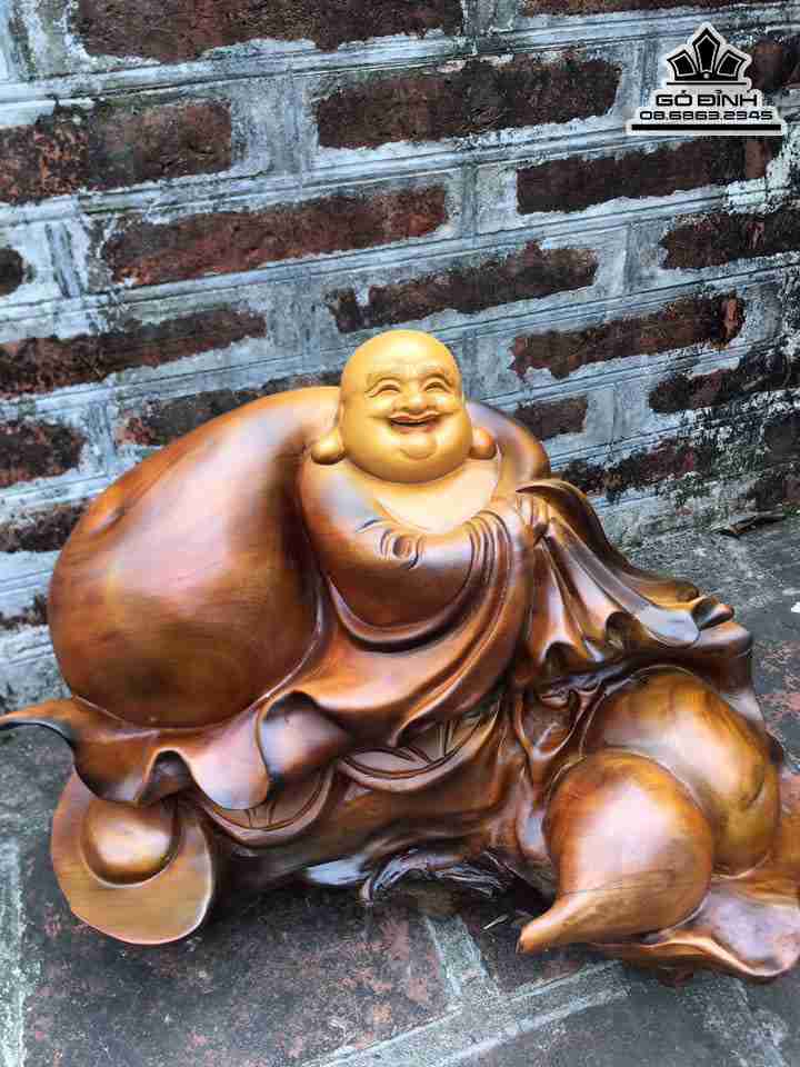 Tượng Phật Di Lặc Gỗ Ngọc Am  Cao 50 Ngang 48 Sâu 23 (cm)