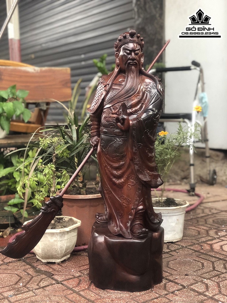 Tượng Quan Công Gỗ Trắc Cao 88 Ngang 24 Sâu 22 (cm)