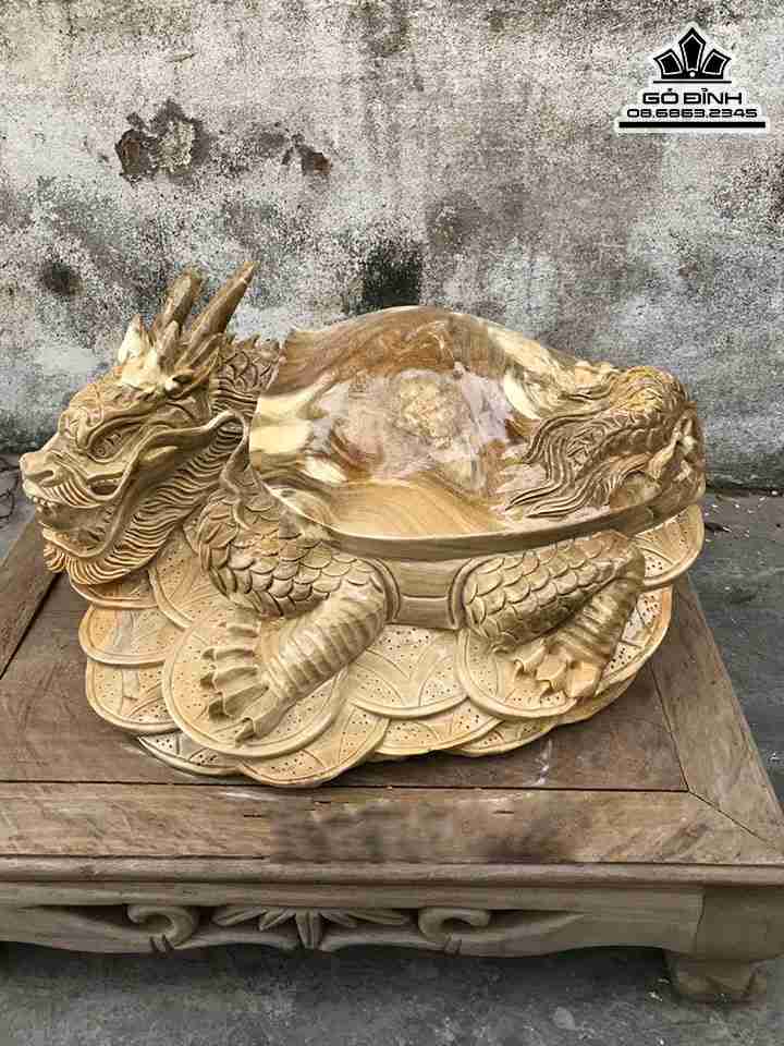 Tượng Long Quy Gỗ Nu Nghiến  Cao 20 Ngang 40 Sâu 38 (cm)