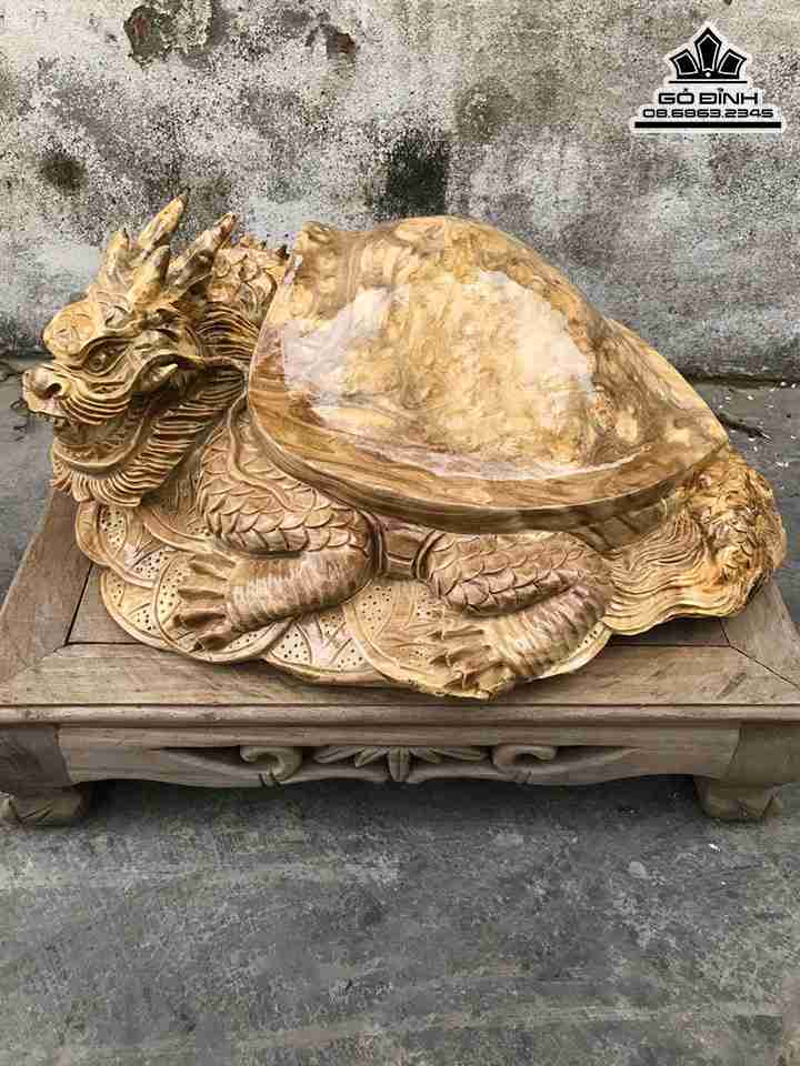 Tượng Long Quy Gỗ Nu Nghiến  Cao 19 Ngang 47 Sâu 43 (cm)