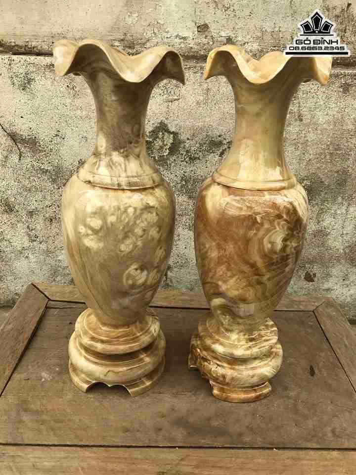 Cặp Lục Bình Gỗ Nu Nghiến  Cao 33.5 Đường Kính 11.5 (cm)