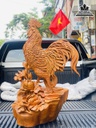 Tượng Gà Trống  (Nhất Kê) Gỗ Hương Liền Khối Cao 83 Ngang 52 Sâu 55 (cm)