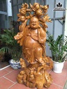 Tượng Phật Di Lặc Vác Cành Đào Gỗ Xá Xị ( Gù Hương )  Cao 151 Ngang 70 Sâu 50 (cm)