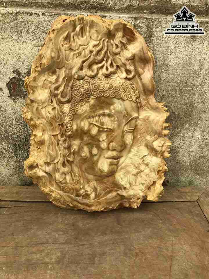 Tranh Diện Phật Gỗ Nu Nghiến  Cao 34 Ngang 26 Dày 2.2 (cm)