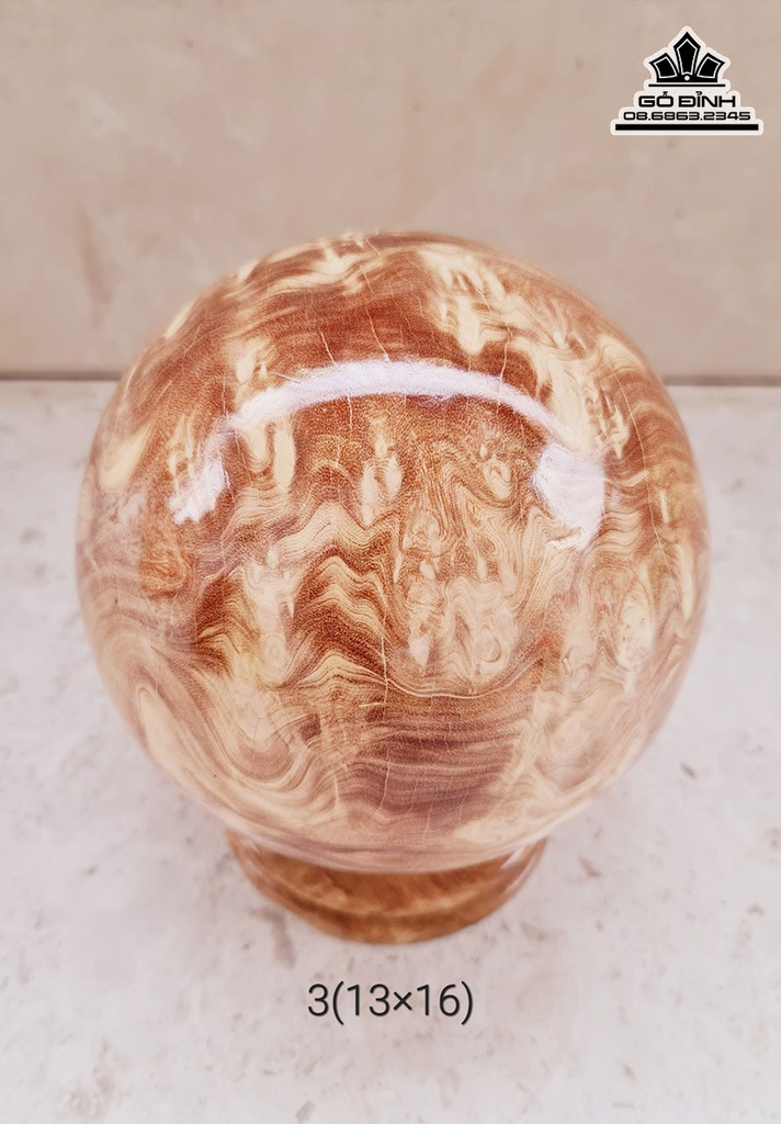 Quả Cầu Gỗ Nu Nghiến Cao 16 Đường Kính 13 (cm)