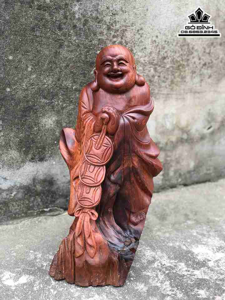 Tượng Phật Di Lặc Gỗ Hương  Cao 40 Ngang 22 Sâu 26 (cm)