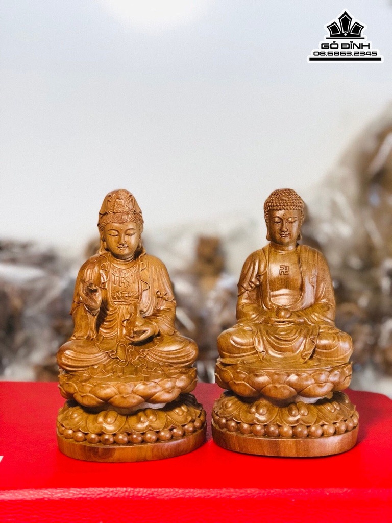 Tượng Phật Tổ Để Xe Gỗ Bách Xanh Cao 15 Đường Kính 9 (cm)