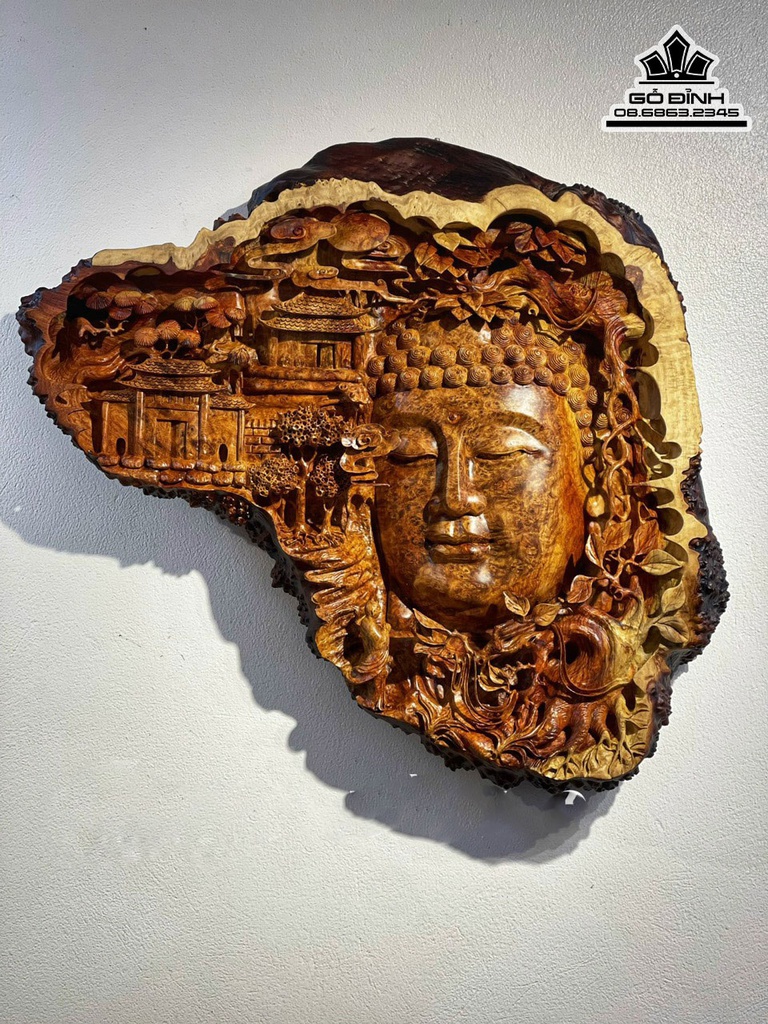 Tranh Gỗ Tranh Diện Phật Gỗ Hương Cao 63 Ngang 60 Dày 9 (cm)