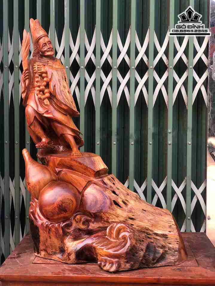 Tượng Tế Công Say Rượu Gỗ Hương  Cao 80 Ngang 50 Sâu 25 (cm)