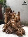 Tượng Phật Di Lặc Ngũ Phúc Gỗ Bách Xanh Cao 58 Ngang 52 Sâu 36 (cm)