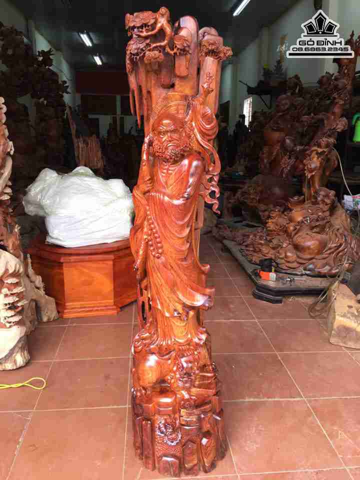 Tượng Đạt Ma Sư Tổ Giáo Hóa Gỗ Cẩm  Cao 150 Rộng 37 Sâu 30 (cm)