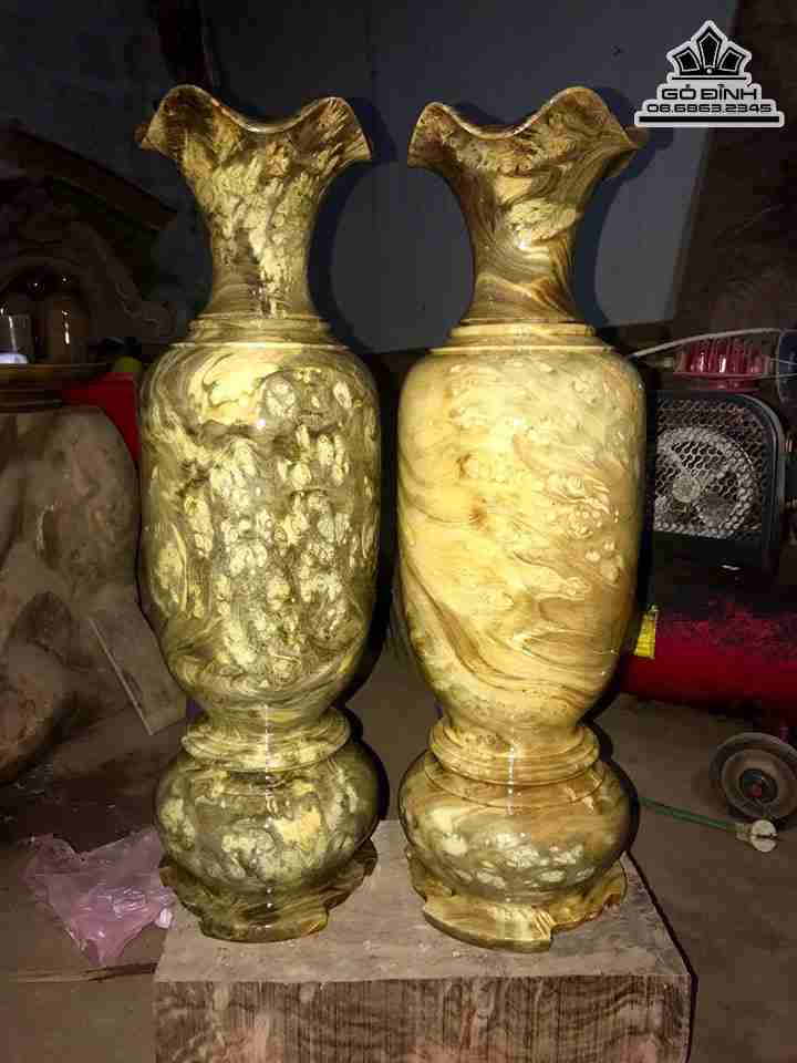 Cặp Lục Bình Gỗ Nu Nghiến  Đường Kính 19 Cao 62 (cm)