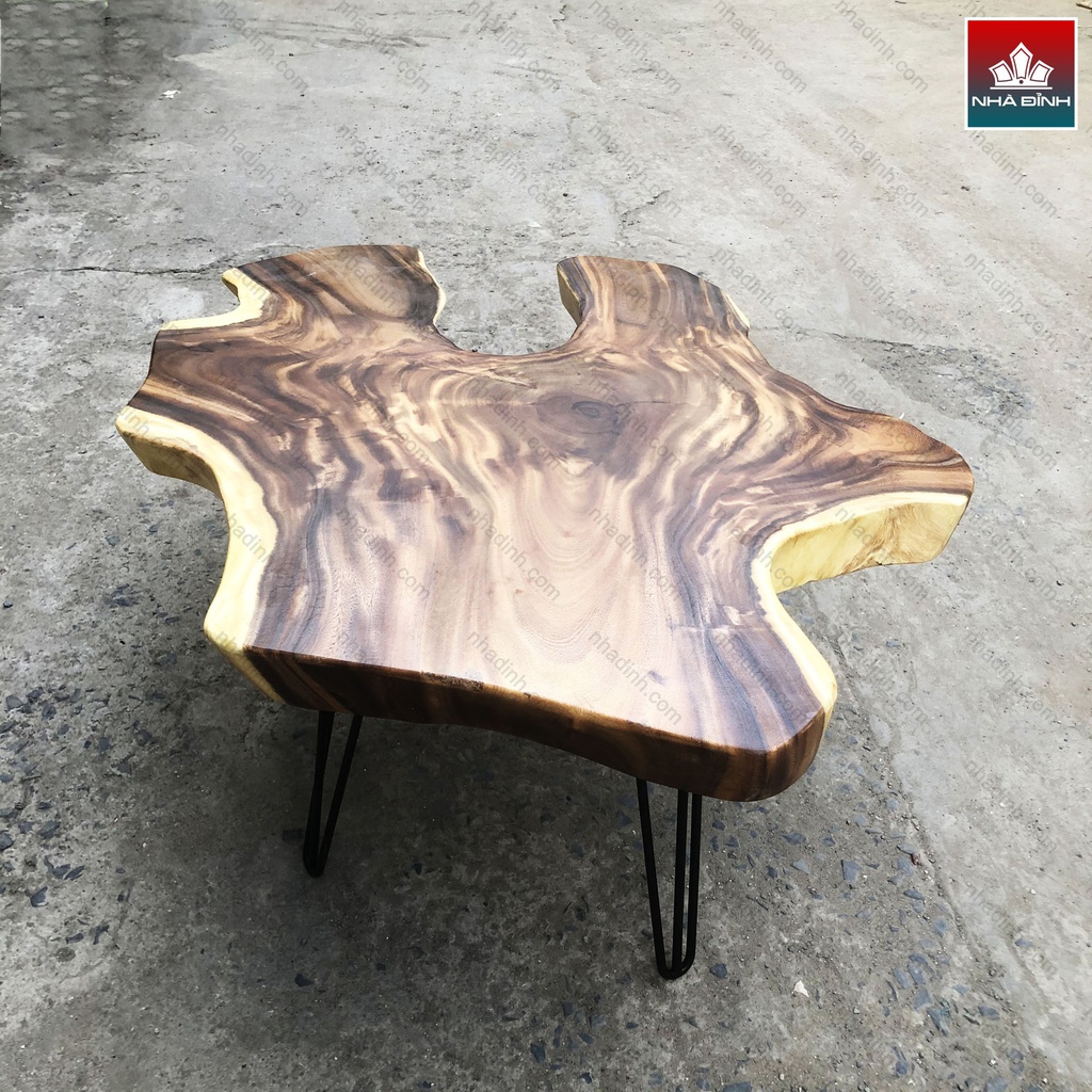 Bàn Gỗ Me Tây Nguyên Khối Dài 110 Rộng 92 Dày 7.5 Cao 45 (cm)