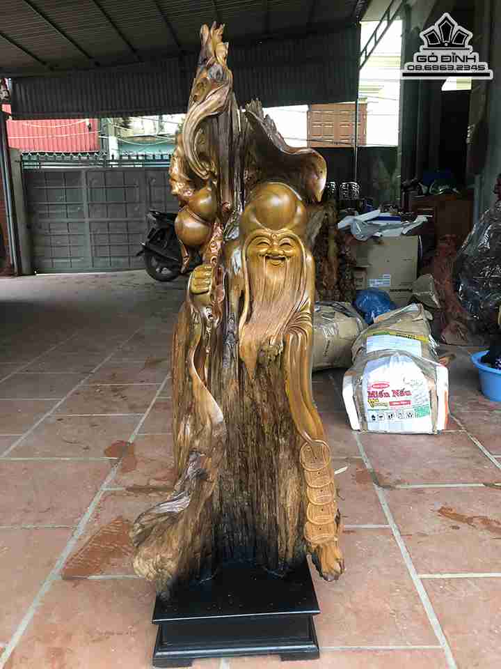 Tượng Ông Thọ Gỗ Bách Xanh  Cao 103 Ngang 40 Sâu 26 (cm)