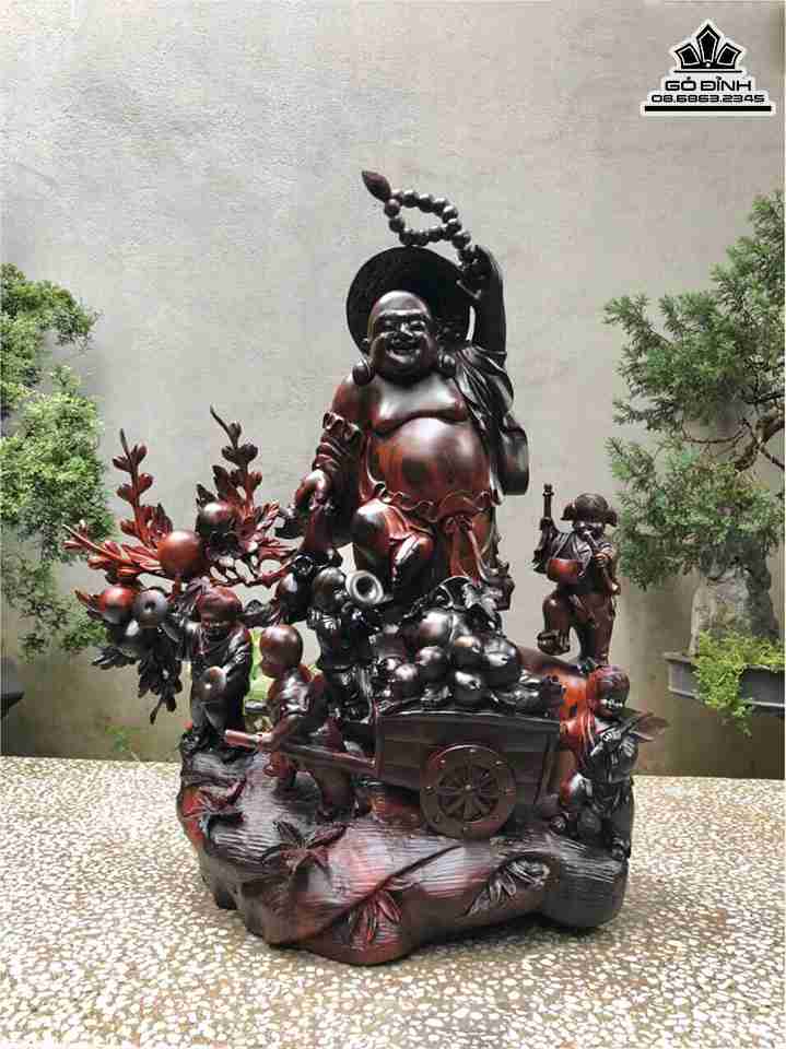 Tượng Phật Di Lặc Tài Lộc Gỗ Trắc  Cao 70 Ngang 63 Sâu 28 (cm)