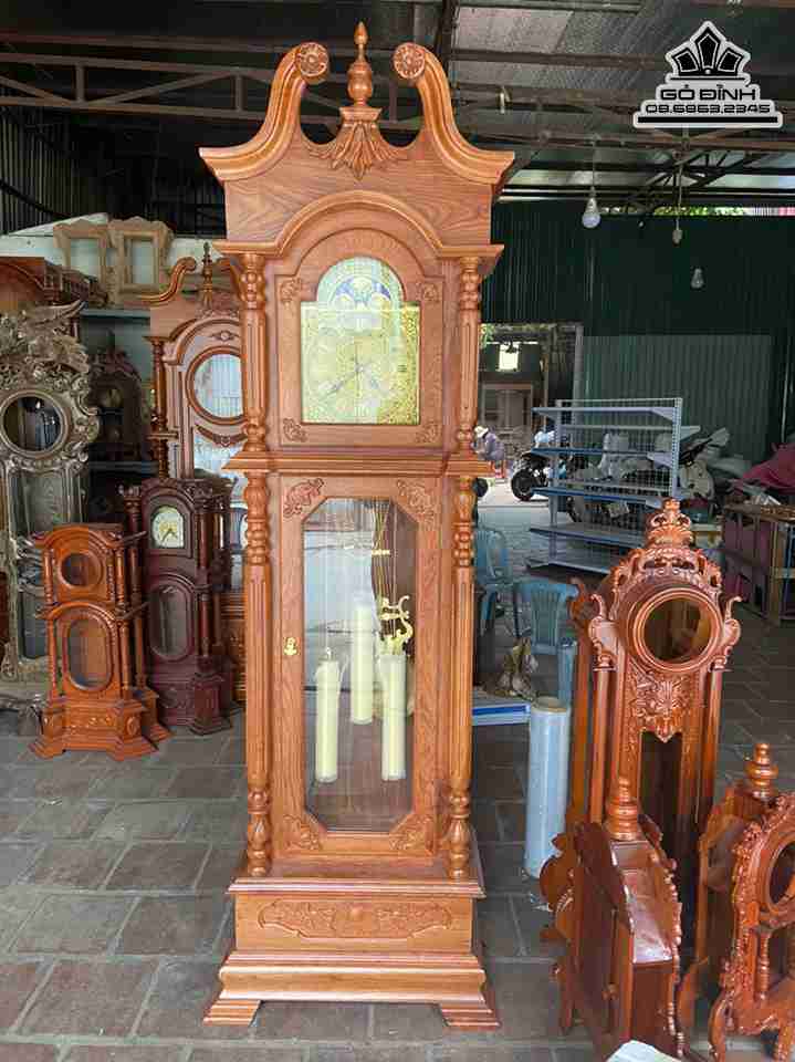 Đồng Hồ Quả Lắc Gỗ Hương  Cao 215 Rộng 70 Sâu 30 (cm)