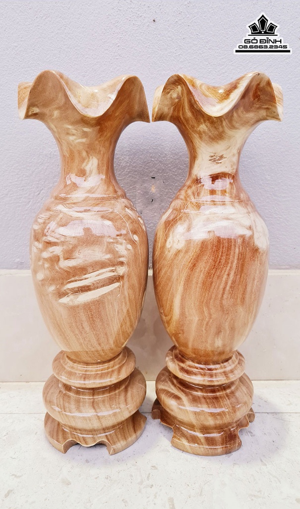 Cặp Bình Gỗ Nu Nghiến Cao 34 Đường Kính 11.5 (cm)Số 6
