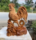 Tượng Gà Trống (Nhất Kê) Gỗ Ngọc  Am Cao 48 Ngang 35 Sâu 18 (cm)