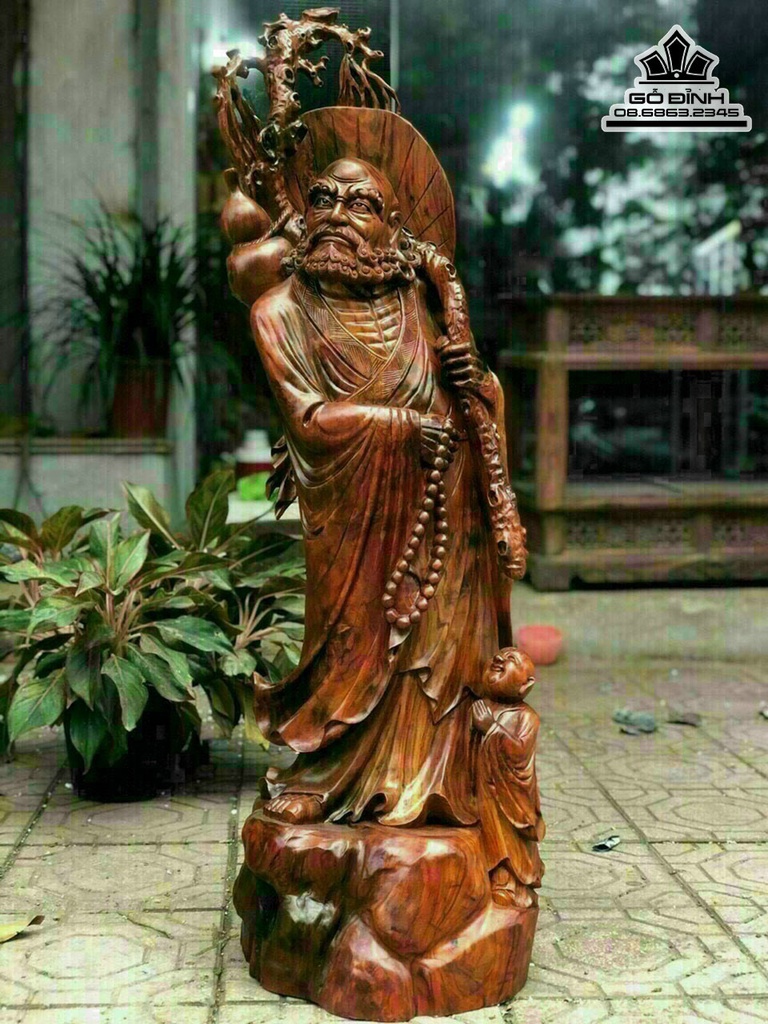 Tượng Đạt Ma Sư Tổ Gỗ  Trắc Cao 110 Ngang 36 Sâu 30 (cm)